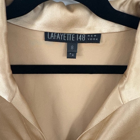 Lafayette 148 New York Gold Button Down Shirt size 8 100% silk $798 retail !!!!! - Picture 2 of 9